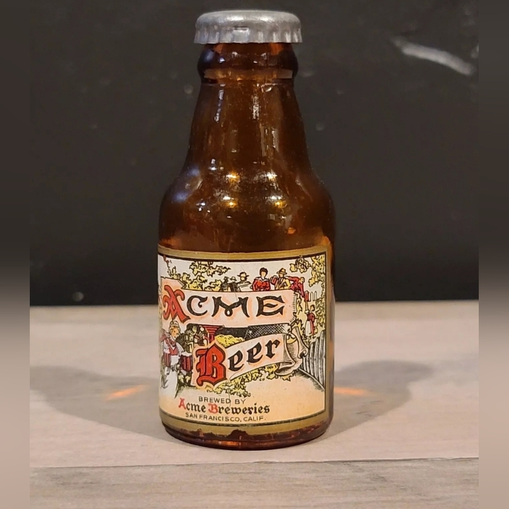 Acme Beer Mini-Shaker Glass Bottle Brewed by Acme Breweries San Francisco, Calif